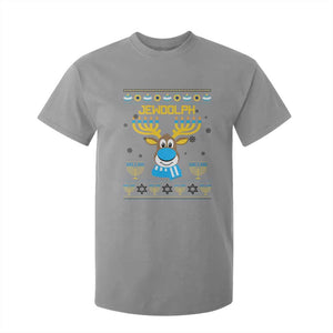 Funny Hanukkah T Shirt For Kid Jewdolph Jewish Reindeer Menorah TS09 Sport Gray Print Your Wear