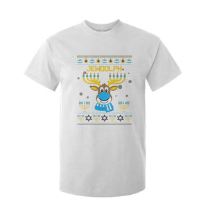 Funny Hanukkah T Shirt For Kid Jewdolph Jewish Reindeer Menorah TS09 White Print Your Wear