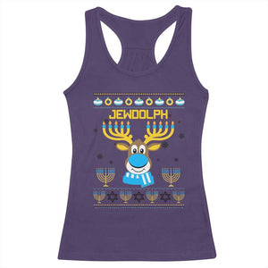 Funny Hanukkah Racerback Tank Top Jewdolph Jewish Reindeer Menorah TS09 Purple Print Your Wear