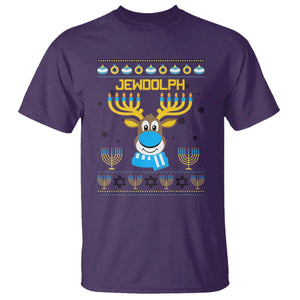 Funny Hanukkah T Shirt Jewdolph Jewish Reindeer Menorah TS09 Purple Print Your Wear