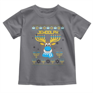 Funny Hanukkah Toddler T Shirt Jewdolph Jewish Reindeer Menorah TS09 Charcoal Print Your Wear