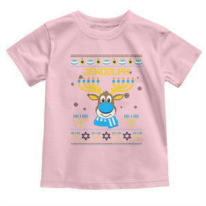 Funny Hanukkah Toddler T Shirt Jewdolph Jewish Reindeer Menorah TS09 Light Pink Print Your Wear