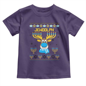 Funny Hanukkah Toddler T Shirt Jewdolph Jewish Reindeer Menorah TS09 Purple Print Your Wear