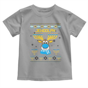 Funny Hanukkah Toddler T Shirt Jewdolph Jewish Reindeer Menorah TS09 Sport Gray Print Your Wear