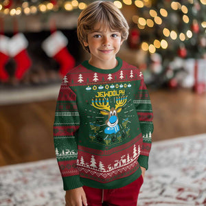 Funny Hanukkah Ugly Christmas Sweater Jewdolph Jewish Reindeer Menorah TS09 Christmas Print Your Wear