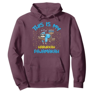 Funny This Is My Hanukkah Pajamakah Hoodie Cute Jewish Sloth Chanukkah TS09 Maroon Print Your Wear