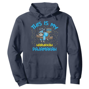 Funny This Is My Hanukkah Pajamakah Hoodie Cute Jewish Sloth Chanukkah TS09 Navy Print Your Wear