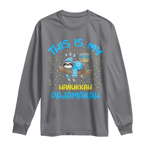 Funny This Is My Hanukkah Pajamakah Long Sleeve Shirt Cute Jewish Sloth Chanukkah TS09 Charcoal Print Your Wear