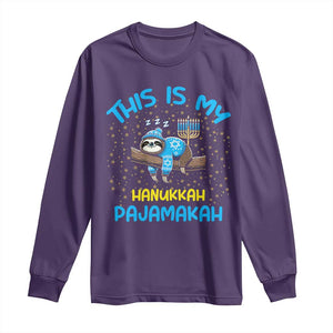 Funny This Is My Hanukkah Pajamakah Long Sleeve Shirt Cute Jewish Sloth Chanukkah TS09 Purple Print Your Wear