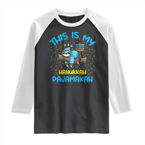 Funny This Is My Hanukkah Pajamakah Raglan Shirt Cute Jewish Sloth Chanukkah TS09 Black White Print Your Wear