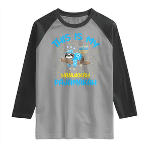 Funny This Is My Hanukkah Pajamakah Raglan Shirt Cute Jewish Sloth Chanukkah TS09 Sport Gray Black Print Your Wear