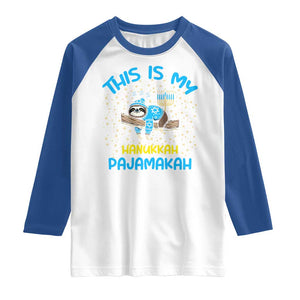 Funny This Is My Hanukkah Pajamakah Raglan Shirt Cute Jewish Sloth Chanukkah TS09 White Royal Print Your Wear