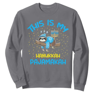 Funny This Is My Hanukkah Pajamakah Sweatshirt Cute Jewish Sloth Chanukkah TS09 Charcoal Print Your Wear