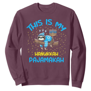 Funny This Is My Hanukkah Pajamakah Sweatshirt Cute Jewish Sloth Chanukkah TS09 Maroon Print Your Wear