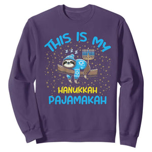 Funny This Is My Hanukkah Pajamakah Sweatshirt Cute Jewish Sloth Chanukkah TS09 Purple Print Your Wear