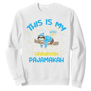 Funny This Is My Hanukkah Pajamakah Sweatshirt Cute Jewish Sloth Chanukkah TS09 White Print Your Wear