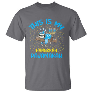 Funny This Is My Hanukkah Pajamakah T Shirt Cute Jewish Sloth Chanukkah TS09 Charcoal Print Your Wear