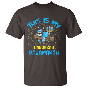 Funny This Is My Hanukkah Pajamakah T Shirt Cute Jewish Sloth Chanukkah TS09 Dark Chocolate Print Your Wear