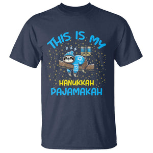 Funny This Is My Hanukkah Pajamakah T Shirt Cute Jewish Sloth Chanukkah TS09 Navy Print Your Wear