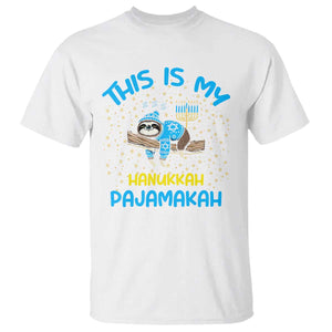 Funny This Is My Hanukkah Pajamakah T Shirt Cute Jewish Sloth Chanukkah TS09 White Print Your Wear