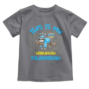 Funny This Is My Hanukkah Pajamakah Toddler T Shirt Cute Jewish Sloth Chanukkah TS09 Charcoal Print Your Wear