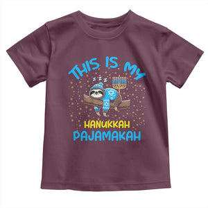 Funny This Is My Hanukkah Pajamakah Toddler T Shirt Cute Jewish Sloth Chanukkah TS09 Maroon Print Your Wear