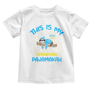 Funny This Is My Hanukkah Pajamakah Toddler T Shirt Cute Jewish Sloth Chanukkah TS09 White Print Your Wear