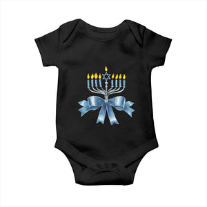 Hanukkah Menorah Jewish Coquette Bow Baby Onesie TS09 Black Print Your Wear