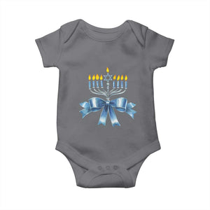 Hanukkah Menorah Jewish Coquette Bow Baby Onesie TS09 Charcoal Print Your Wear