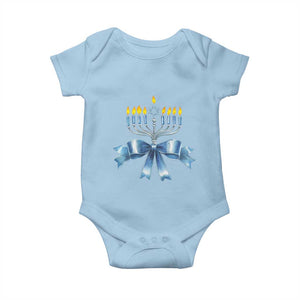 Hanukkah Menorah Jewish Coquette Bow Baby Onesie TS09 Light Blue Print Your Wear