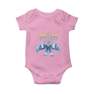 Hanukkah Menorah Jewish Coquette Bow Baby Onesie TS09 Light Pink Print Your Wear