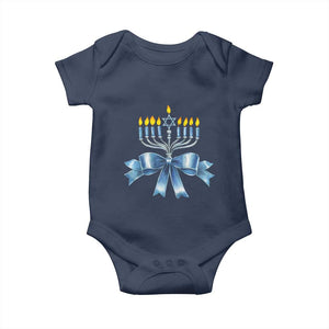 Hanukkah Menorah Jewish Coquette Bow Baby Onesie TS09 Navy Print Your Wear