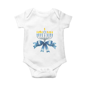 Hanukkah Menorah Jewish Coquette Bow Baby Onesie TS09 White Print Your Wear