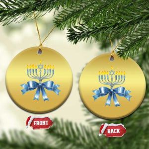 Hanukkah Menorah Jewish Coquette Bow Christmas Ornament TS09 Circle Gold Print Your Wear