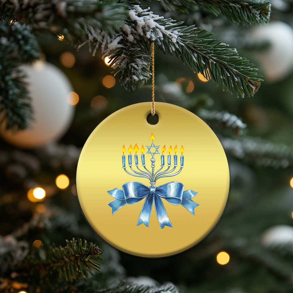 Hanukkah Menorah Jewish Coquette Bow Christmas Ornament TS09 Print Your Wear