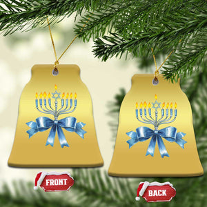 Hanukkah Menorah Jewish Coquette Bow Christmas Ornament TS09 Bell Flake Gold Print Your Wear