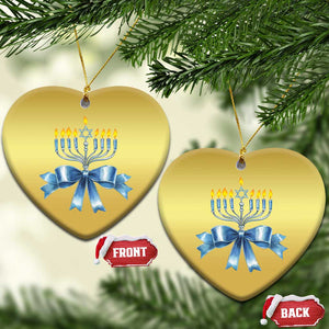 Hanukkah Menorah Jewish Coquette Bow Christmas Ornament TS09 Heart Gold Print Your Wear