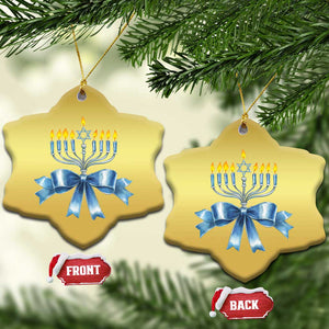 Hanukkah Menorah Jewish Coquette Bow Christmas Ornament TS09 Snow Flake Gold Print Your Wear