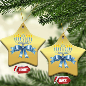 Hanukkah Menorah Jewish Coquette Bow Christmas Ornament TS09 Star Gold Print Your Wear