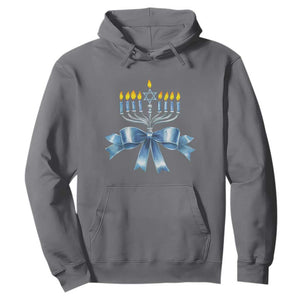 Hanukkah Menorah Jewish Coquette Bow Hoodie TS09 Charcoal Print Your Wear