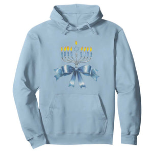 Hanukkah Menorah Jewish Coquette Bow Hoodie TS09 Light Blue Print Your Wear