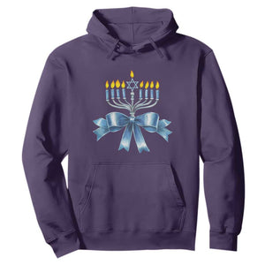 Hanukkah Menorah Jewish Coquette Bow Hoodie TS09 Purple Print Your Wear