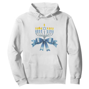 Hanukkah Menorah Jewish Coquette Bow Hoodie TS09 White Print Your Wear