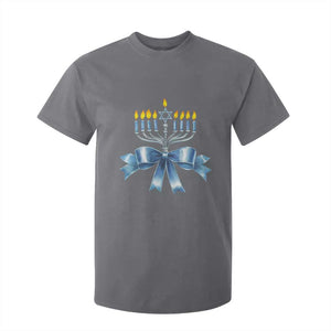 Hanukkah Menorah Jewish Coquette Bow T Shirt For Kid TS09 Charcoal Print Your Wear