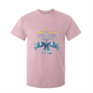 Hanukkah Menorah Jewish Coquette Bow T Shirt For Kid TS09 Light Pink Print Your Wear