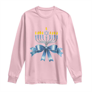 Hanukkah Menorah Jewish Coquette Bow Long Sleeve Shirt TS09 Light Pink Print Your Wear