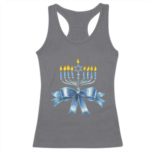 Hanukkah Menorah Jewish Coquette Bow Racerback Tank Top TS09 Charcoal Print Your Wear