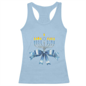 Hanukkah Menorah Jewish Coquette Bow Racerback Tank Top TS09 Light Blue Print Your Wear