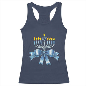 Hanukkah Menorah Jewish Coquette Bow Racerback Tank Top TS09 Navy Print Your Wear