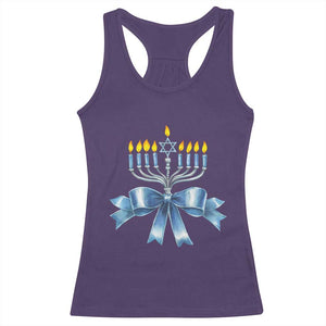 Hanukkah Menorah Jewish Coquette Bow Racerback Tank Top TS09 Purple Print Your Wear